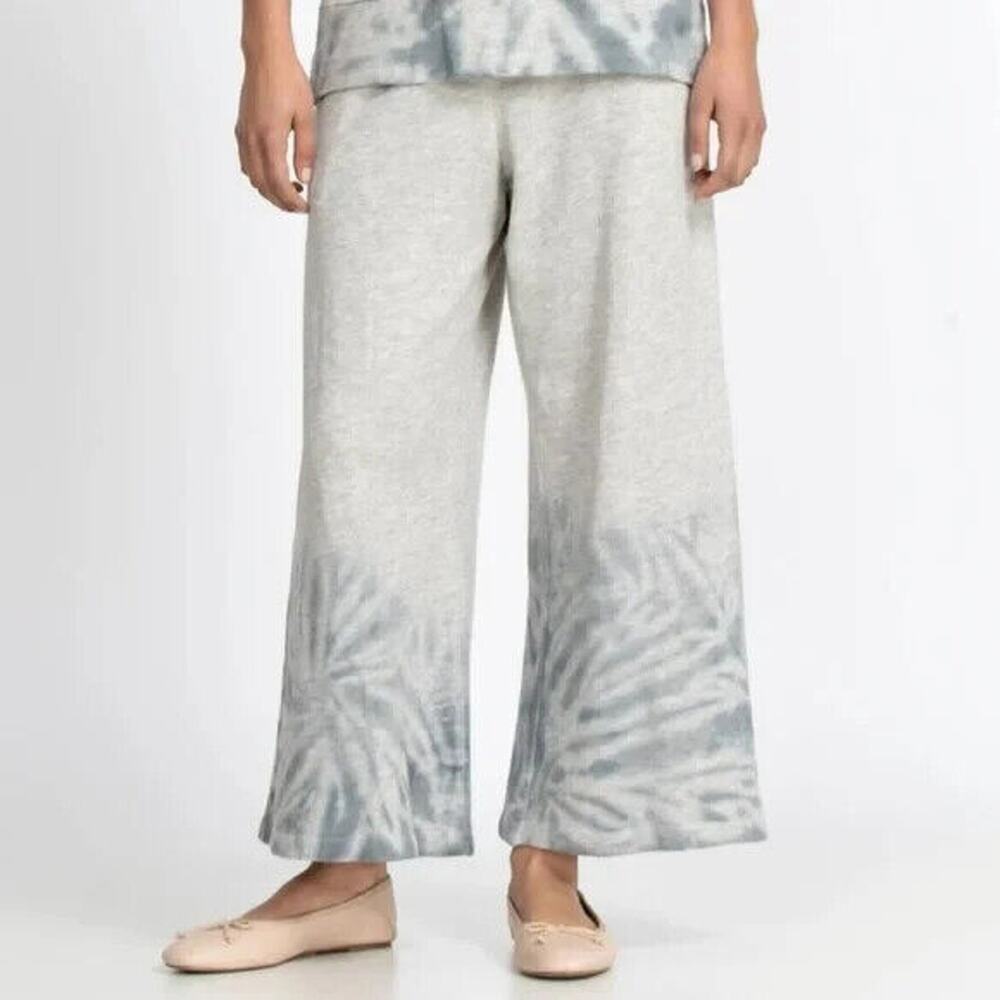 New Johnny Was Calme Pant M Gray Tie Dye Wide Leg Drawstring Cozy Loungewear